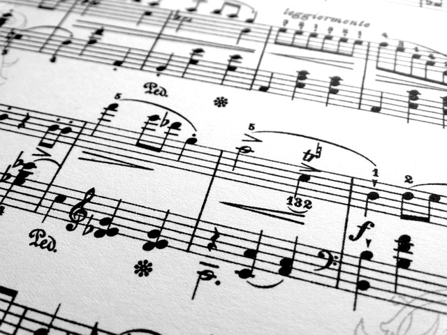 Sheet music with octaves and scales.